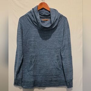 L.L. Bean Heathered Blue Cowl Neck Sweater GUC Cozy Medium